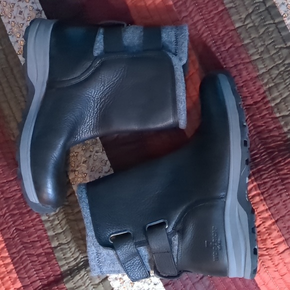 WOOLRICH* genuine leather size 8 velcro closure rubber sole wool lined boots - Picture 3 of 17